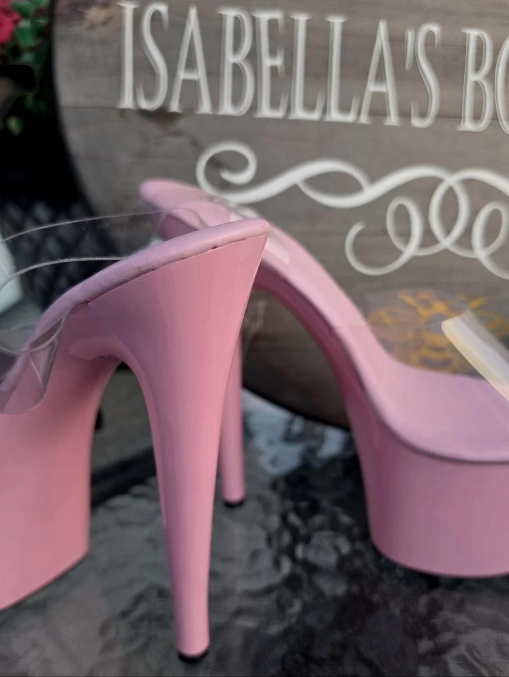 Pink Patent Clear-Strap Platform Heels